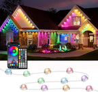 RGB Permanent Outdoor Lights, 50FT LED Eaves Lights with Smart App Remote Control, IP67 Waterproof, Music Sync, Timing Function for Christmas, Party, All Holiday Decorations