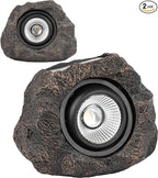 Solar Rock Lights Outdoor – 2 Pack Waterproof LED Landscape Garden Spotlights, Realistic Stone Design, Wireless Solar Powered Pathway Lights for Yard, Walkway, Patio & Lawn Decoration (Auto On/Off)