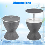 Tangkula Outdoor Cool Bar Table, Rattan Patio 8 Gallon Beer & Wine Cooler, All-Weather Ice Bucket w/Height Adjustable Top, Drainage Plug, 3-in-1 Cocktail Bar Table for Party, Barbecue, Picnic (Grey)