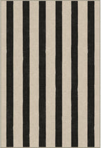 Outdoor Rug in Black and White Stripes, 2 x 3 ft Polyester