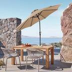 OLIXIS 9ft Patio Umbrella with Tilt and Crank Button & 8 Sturdy Ribs Waterproof, Patio Table Umbrella Perfect for Poolside, Terrace, Beach and Outdoor Restaurant, Khaki