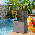 Deck Box, 30 Gallon Grey Resin Lockable Outdoor Storage