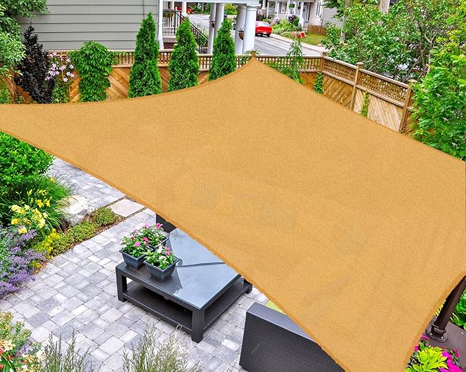 Asteroutdoor Sun Shade Sail Rectangle 10' x 13' UV Block Canopy for Patio Backyard Lawn Garden Outdoor Activities, Sand