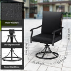 LEVELEVE 5 Piece Outdoor Patio Dining Set with 4 Swivel Dining Chairs & 1 Large Round Dining Table,Bistro Furniture Set for Lawn, Garden, Deck, Backyard and Porch