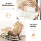Vongrasig Wicker Rocking Egg Chair PE Rattan with Cushion, Oversized Patio Lounge Rocker Chair for Outdoor, Indoor, Livingroom, Backyard, Garden (Beige)