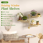 Window Rotating Plant Stand Shelf Indoor Gold Metal Floating Shelves 3-Tier Wall Mount Plant hanger Holders for Wall Planter Modern Home Decor window sill gifts