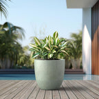 Kante 18 Inch Dia Round Concrete Planter, Indoor Outdoor Large Plant Pot with Drainage Hole and Rubber Plug for Home Patio Garden, Mint Green