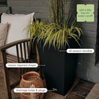 Veradek V-Resin Indoor/Outdoor Taper Planter (26 inch, Black)