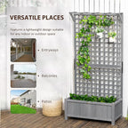 Outsunny Wood Planter with Trellis, Raised Garden Bed for Climbing Plants w/Drainage Holes and Roof, 35.5" x 17.75" x 72", Pack of 2, Dark Gray