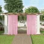 SpaceDresser Waterproof Outdoor Sheer Curtains for Patio - 4 Panels Rod Pocket Indoor Voile Sheer Curtain for Living Room,52W x 120L inch,Light Pink