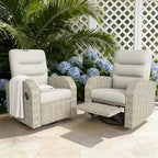 Outdoor Swivel Recliner Chair Set of 2, All-Weather Wicker Reclining Patio Chair with Adjustable Backrest and Footrest
