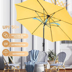 Ayge 9FT Large Outdoor Patio Umbrella Market Table Umbrella-UV Resistant, Easy Push Button Tilt and Crank, 8 Sturdy Fiberglass Ribs Heavy-Duty Pool Umbrella for Deck, Backyard,Garden,Yellow