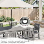 Stoog All-Weather Patio Dining Table for 6, Outdoor HIPS & Aluminum Frame Dining Table with 350 lbs Weight Capacity, Umbrella Hole, Grey