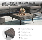 LAUSAINT HOME Outdoor Patio Furniture, 7 Piece Outdoor Sectional Sofa PE Rattan Wicker Patio Conversation Sets, All Weather Patio Furniture Set with Thick Cushions for Garden, Backyard (Grey)