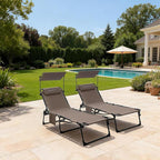 KingCamp Tanning Chair with Face Hole, Lounge Chairs Outdoor Folding Comfy Adjustable 5-Position Foldable Chaise Chaser with Canopy Shade for Outside Beach Patio Sun Bathing, Beige