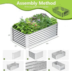 6x3x2FT Galvanized Raised Garden Bed,Galvanized Planter Boxes Outdoor, Large Metal Raised Garden Beds for Vegetables-Silver