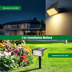 Solar Spot Lights Outdoor with 60 LED & Auto On/Off, 4 Pack Solar Lights Outdoor Waterproof IP68 with 3 Lighting Modes, 2-in-1 Solars Landscape Light for Outside, Garden, Yard(Warm White)