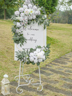 Artificial Flowers Wedding Arch Swag, White Silk Peony and Rose Set