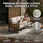 ZANDOR Outdoor Patio Conversation Sets, 4-Piece Aluminum Metal Outside Sectional Lawn Furniture with Coffee Table & Washable Thick Cushions,Seating Sofa for Garden/Backyard/Porch, Grey