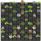 Hanging Planting Grow Bags, 90 Pockets Wall Planter Wall Mounted Grow Bag Outdoor Indoor Gardening Vertical Greening Flower Container, Planting Bags Storage Bags(1.1 m × 1.1 m, Black)