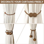 Hion Magnetic Curtain Tiebacks Dark Brown 6 Pack, Curtain Tiebacks Buckles Holdbacks Holders Hooks Clip for Home Bedroom Office Decorative Thick or Thin Curtain