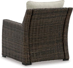 Signature Design by Ashley Brook Ranch Casual Nuvella Weather Resistant Fabric Outdoor Lounge Chair with Cushion, Dark Brown & Beige