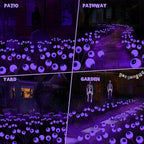 BrizLabs Halloween Eyeball Lights, 2 Pack 12 LED Solar Halloween Lights, 2 Modes Outdoor Spooky Walkway Light, Purple Swinging Firefly Light, Outside Purple Pathway Lighting for Yard Garden Lawn Party