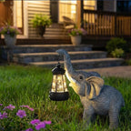 Solar Garden Statue Lights Elephants Figurine with Solar Lantern, Outdoor Yard Decorations for Patio Porch Home, Mothers Day Decorations Gift for Women - Unique Housewarming Gifts