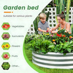 Round Galvanized Raised Garden Bed Kit, Round Galvanized Planter for Vegetables/Herbs/Flowers Heavy-Duty Steel Outdoor Water Trough (Silver, 3X3X1FT)