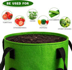 2 Pack Green Upside Down Tomato & Herb Planter, Outdoor Hanging Durable Aeration Fabric Strawberry Planter Bags