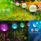 GIGALUMI Solar Garden Lights 3 Pack, Outdoor Solar Lights for Yard Decorative, Christmas Lights Outdoor Decorations Waterproof, Multi-Colored Changing Garden Globes Cracked Glass Ball with LED Lights