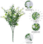 HyeFlora 20 Bundles Artificial Fake Outdoor Plants Flowers for Spring Decoration, UV Resistant Realistic White Plastic Flowers Faux Plant Monkey Grass for Planter Home Garden Porch Patio Window Box