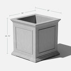Veradek Brixton Series Cube Plastic Planter - Square Planter for Indoor or Outdoor Patio/Front Porch | Durable All-Weather Use w/Drainage Holes | Classic Estate Design for Flowers, Tall Plants, Trees