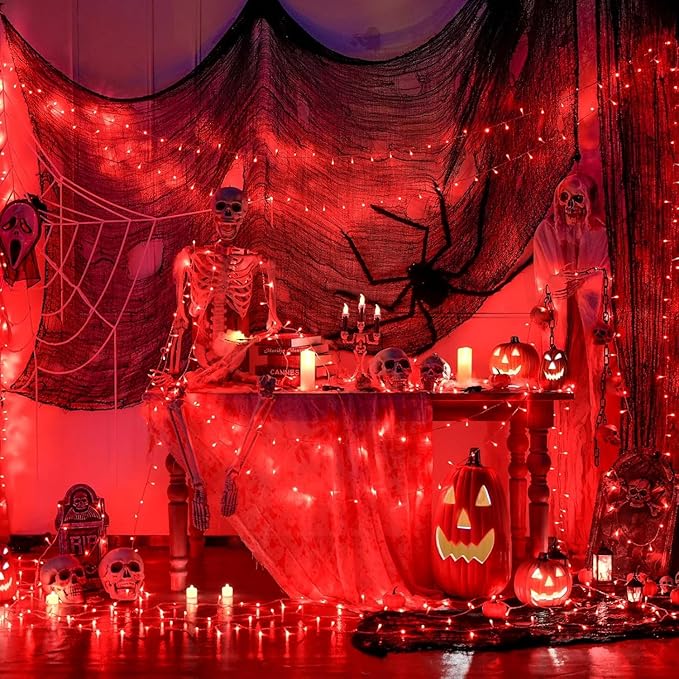 Red String Lights, 500 LEDs, 173 ft, Indoor Outdoor