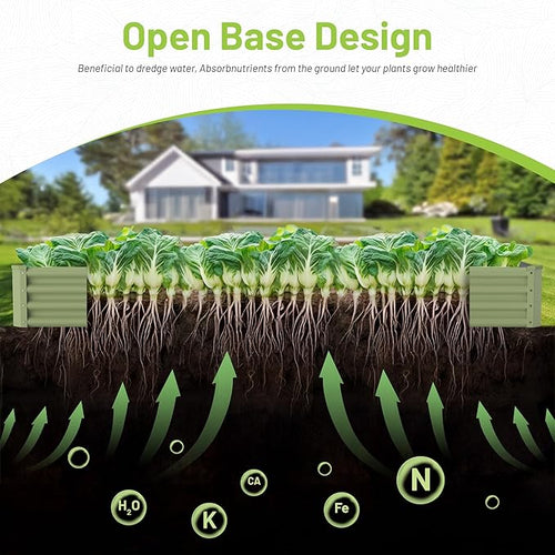 2PCS 8x2x1FT Galvanized Raised Garden Bed, Galvanized Planter Raised Garden Boxes Outdoor, Large Metal Raised Garden Beds for Vegetables-Green