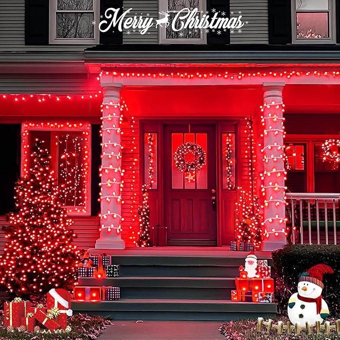 Red String Lights, 500 LEDs, 173 ft, Indoor Outdoor