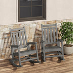 GarveeLife Poly Lumber Rocking Chair Outdoor Set of 2- HDPE High Back Porch Rocker Chairs for Adults - All Weather Resistant Furniture for Patio - Gray