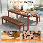 VINGLI 69-inch Large Outdoor Wood Dining Table for Patio, Solid Wood Patio Table Waterproof Wooden Table for Garden, Backyard, Deck - Durable Yard Furniture