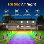 Fabrito Color Changing Solar Spot Lights Outdoor 10 Pack, [6+1 Lighting Modes] Auto On/Off RGB Spotlights, Waterproof Multicolor Landscape Lights for Garden, Tree, Halloween, Christmas