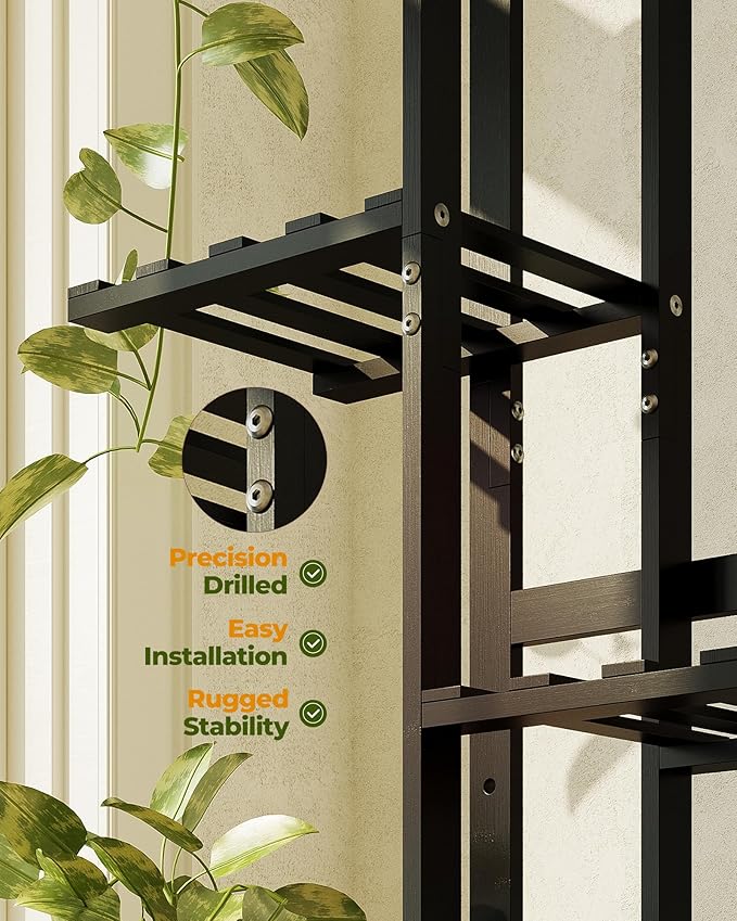 Bamworld Bamboo Plant Stand Indoor 6 Tiered Plant Shelf Outdoor Corner Plant Rack for Multiple Plants Flower Stand Plant Holder for Living Room Bedroom Balcony Patio Garden 48 Inch Black
