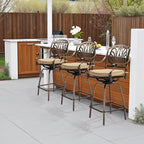 VINGLI Outdoor Swivel Bar Stools Set of 2, Cast Aluminum Patio Bar Height Chairs, All-Weather Bar Dining Chairs Outdoor Swivel Patio Furniture (Elizabethan Back)