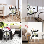 SYQ Round Metal Side Table Small End Table for Indoor Outdoor, Mid Century Modern Decor, Simple Circle Accent Table for Living Room Bedroom Bathroom Office All Matte Black