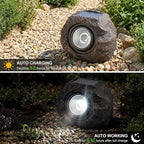 Solar Rock Lights Outdoor Garden Waterproof - Super Bright LED Solar Spotlights, Solar Powered Landscape Path Decorative Garden Stone Lights for Pathway, Walkway, Yard, Patio (4 Pack)