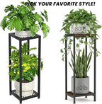 TOSKING 30" Tall Plant Stand, 2-Tier Metal & Wood Plant Shelf, Heavy Duty Flower Pot Holder (Holds 160 lbs) for Living Room, Corner, Balcony and Garden