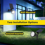 T-SUN Solar Spotlights Outdoor, 2 Pack White LED Landscape Lights, Waterproof Solar Powered Light with Auto On/Off, Adjustable Wall Lights for Yard, Garden, Patio, Driveway, Pool
