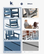 KINGYES HDPE Patio Rocking Chair Set of 2, Outdoor Rocking Chairs Porch Rocker for Adults, Navy