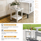 LUE BONA Adirondack Outdoor Side Table, 2-Tier White HDPS Patio End Table Weather Resistant, Morden Side Table for Patio, Pool, Porch