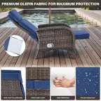 Belord 7 Piece Wicker Patio Furniture Set - 4 Adjustable Outdoor Recliner Chairs with 3 Side Table Patio Conversation Set,155° Lay Flat Chaise Lounge Chair Outdoor for Pool Deck Brown