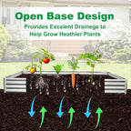JERIA 12×4×1ft Raised Garden Bed with Support Rods,Galvanized Raised Garden Bed Kit Outdoor Metal Gardening Planter Box for Vegetable, Fruits, Flower