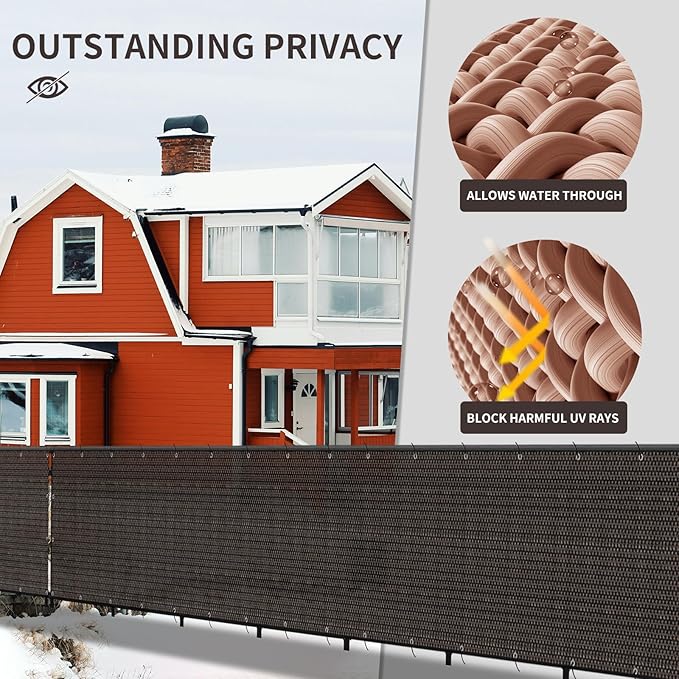 LOVE STORY Custom Size 2'6''x8' Brown Balcony Privacy Screen,UV Block Privacy Fence Screen,90% Shield for Outdoor Pool Garden Apartment Railing